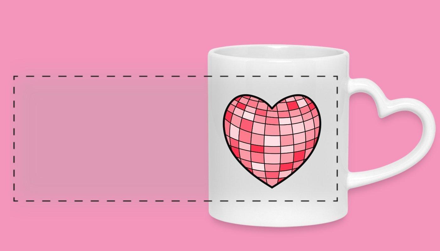 mockup of disco heart design on mug